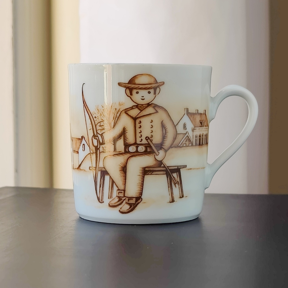 Vintage Brown and White Mug